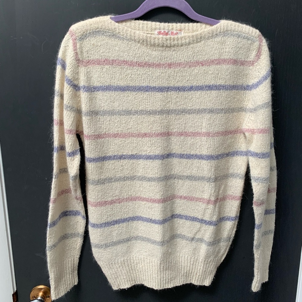 Vintage Tally Ho Silk/Angora Blend Striped Sweater Size L